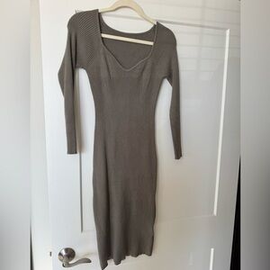 Elegant Taupe Knit Dress